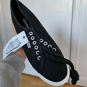 NIB superga 2750 black shoes white sole